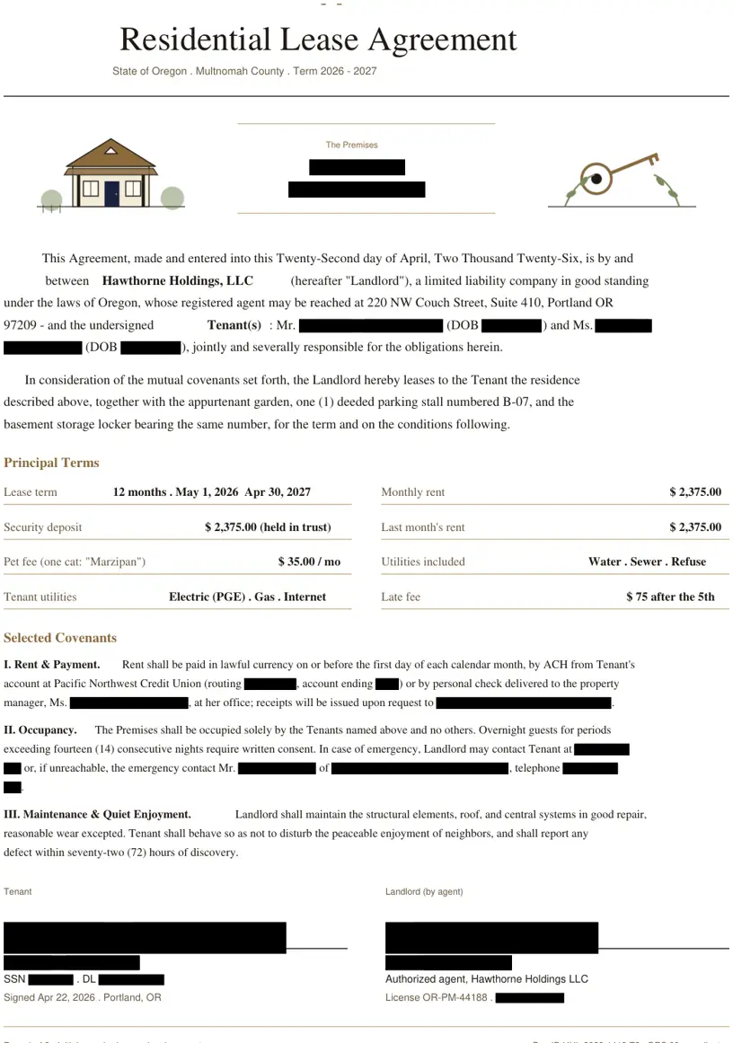Page 1, redacted by Cover